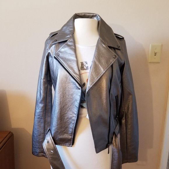 Fall Faux Leather Jacket, Motorcycle Jacket Top - Picture 4 of 7